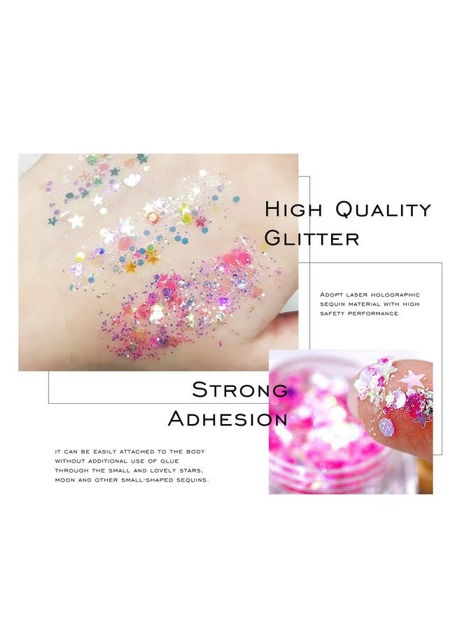 Ownest 12 Colors Holographic Chunky Glitter Gel Set, Christmas Party Makeup Face Body Eye Lips Hair Nail Cosmetic Festival Chunky Glitter Eyeshadow, Mixable, No Need Glue - Image 1