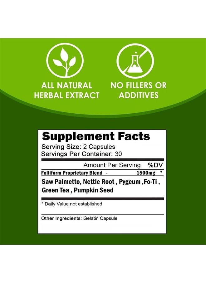VH Nutrition - FOLLIFORM | DHT Blocker for Men and Women | 1500mg Maximum Strength Natural Hair Loss Supplement | Saw Palmetto, Pygeum, Nettle Root Formula - Image 1