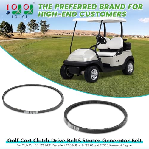 10L0L 101916701, 1016203 Golf Cart Drive Belt & Starter Generator Belt for Club Car DS 1997-UP, Precedent 2004-UP Gas Models with FE290 and FE350 Engine, Club Car Drive and Starter Belt Kit - Image 2