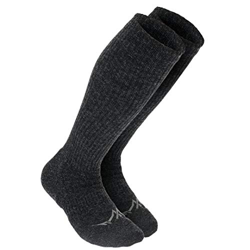 Wanderlust Knee-High Merino Wool Compression Socks For Men and Women Charcoal, Medium - Image 1