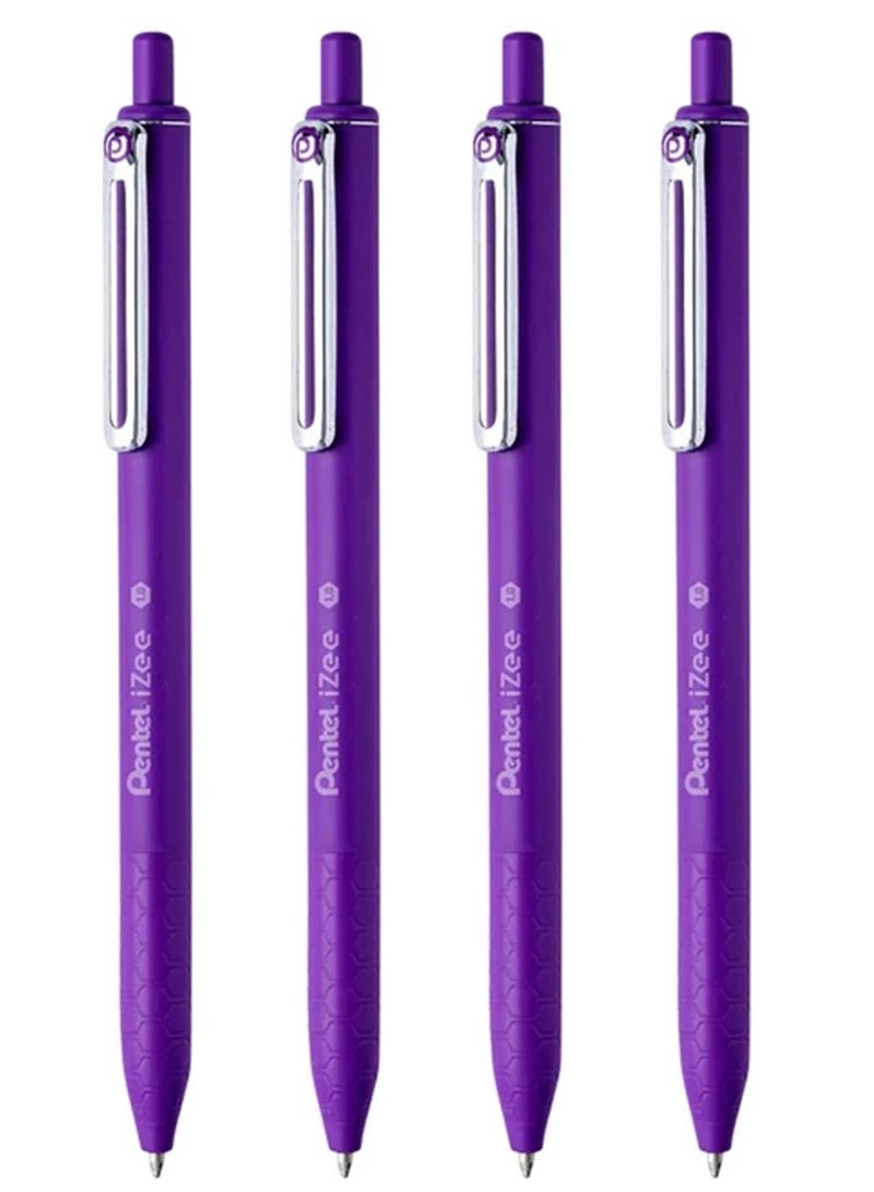 Pentel 4-Piece Izee Retractable Ballpoint Pen 1.0mm Tip Violet Ink - Image 1