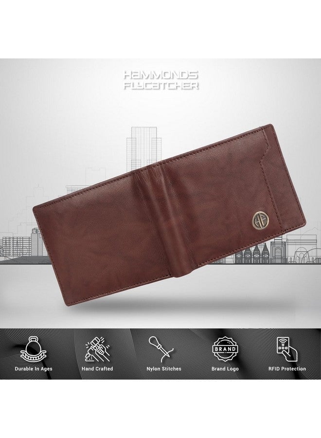 HAMMONDS FLYCATCHER HAMMONDS FLYCATCHER Genuine Leather Wallet for Men - RFID Protected Leather Purse for Men, Money Purse for Men, Bi-Fold Wallet - 6 Card Slots, 1 Card Case, Coin Pocket, Hidden Pockets - Antique Brown  - Image 3