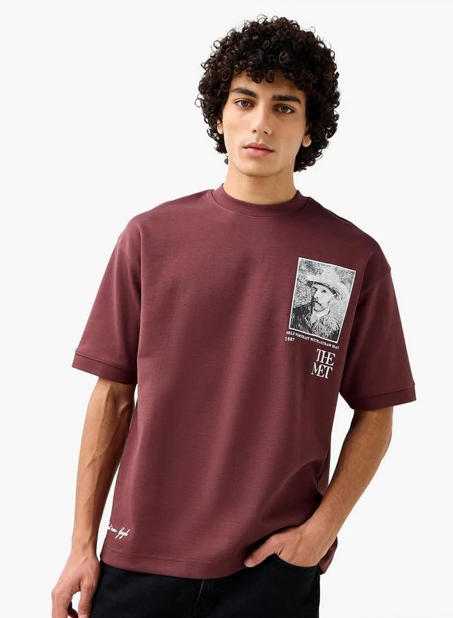 اس بي كاركترز Men's Regular Fit Crew Neck Short Sleeves Van Gogh Print T-shirt