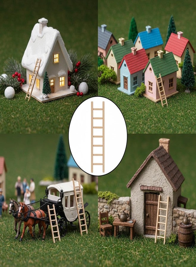 Larrel 20PCS Mini Garden Ladder, 2.4x0.8 Inch Miniature Wooden Ladder, Mini House Ornament, Miniature Garden Ornament for DIY Crafts, Micro Landscape, Dollhouse Decor - Image 3