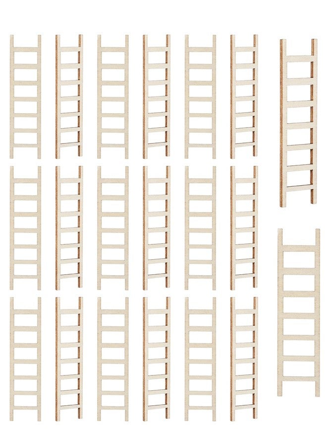 Larrel 20PCS Mini Garden Ladder, 2.4x0.8 Inch Miniature Wooden Ladder, Mini House Ornament, Miniature Garden Ornament for DIY Crafts, Micro Landscape, Dollhouse Decor - Image 1