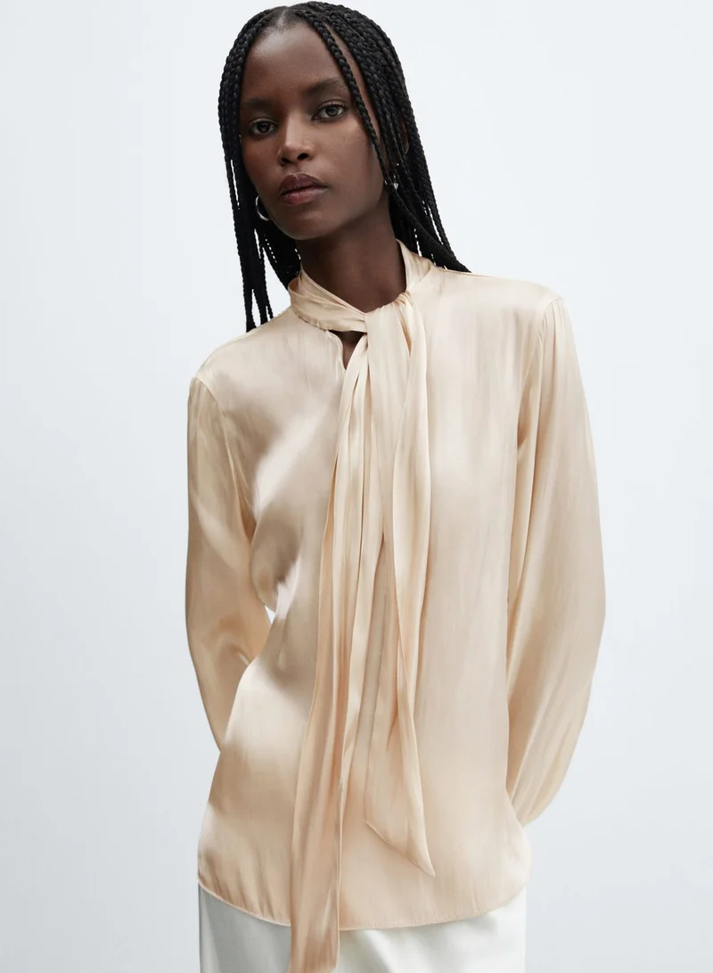 MANGO Puff Sleeve Knitted Top