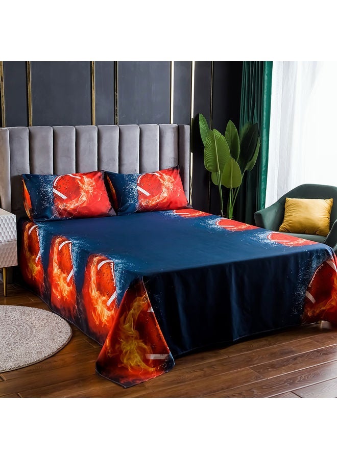 NIBEMINENT 4-Piece 3D Printed Fitted and Bed Sheet with Pillowcase polyester Multicolour 45.00 x 8.00 35.00cm - Image 5