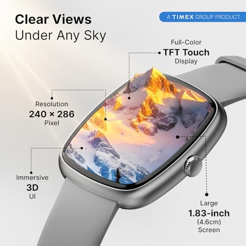 TIMEX iConnect Calling Ace+ 1.83"(4.6 cm) 3D UI Display with Functional Crown and BT Calling Smartwatch for Unisex - TWIXW1502T - Image 3