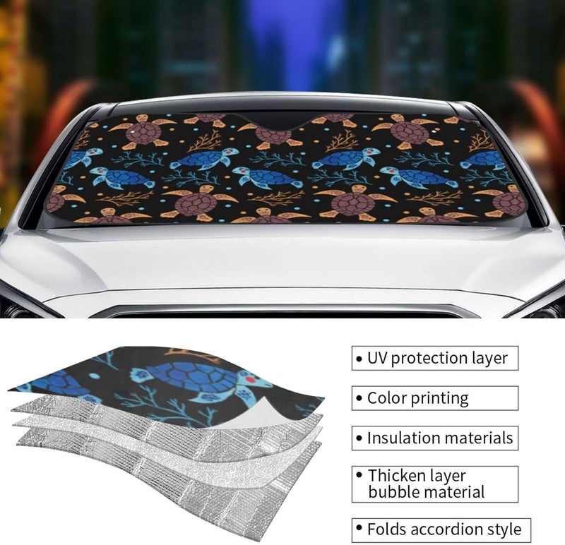 Sea Turtle Car Windshield Sun Shade, Keeps Interior Cool, Foldable Sun Visor Protector, Fits Cars Trucks SUVs Medium - Image 5
