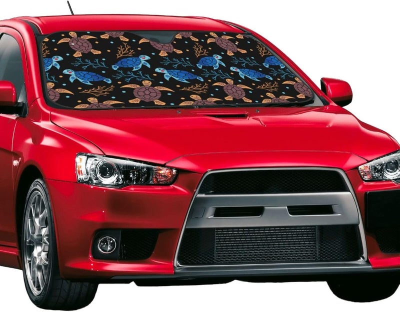 Sea Turtle Car Windshield Sun Shade, Keeps Interior Cool, Foldable Sun Visor Protector, Fits Cars Trucks SUVs Medium - Image 2
