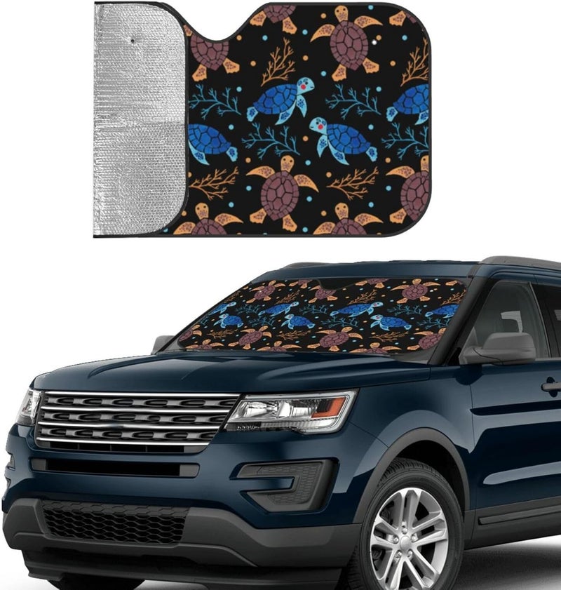 Sea Turtle Car Windshield Sun Shade, Keeps Interior Cool, Foldable Sun Visor Protector, Fits Cars Trucks SUVs Medium - Image 3
