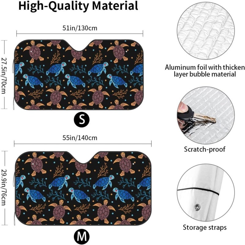 Sea Turtle Car Windshield Sun Shade, Keeps Interior Cool, Foldable Sun Visor Protector, Fits Cars Trucks SUVs Medium - Image 4