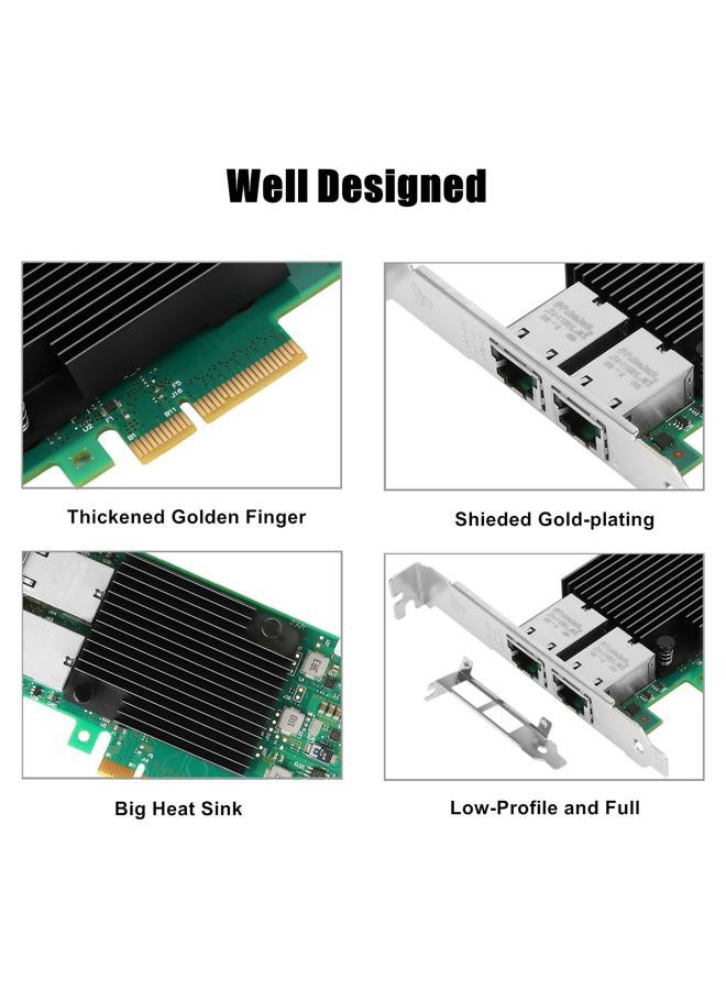 Vogzone 10Gb PCI-E NIC Network Card for Intel X550-T2,2.5GbE/5GbE/10GbE Copper Dual RJ45 Ports,with Intel ELX550AT2 Chip,10GbE PCI Express 3.0 X4 Ethernet Adapter Support Windows/Linux/VMware - Image 4