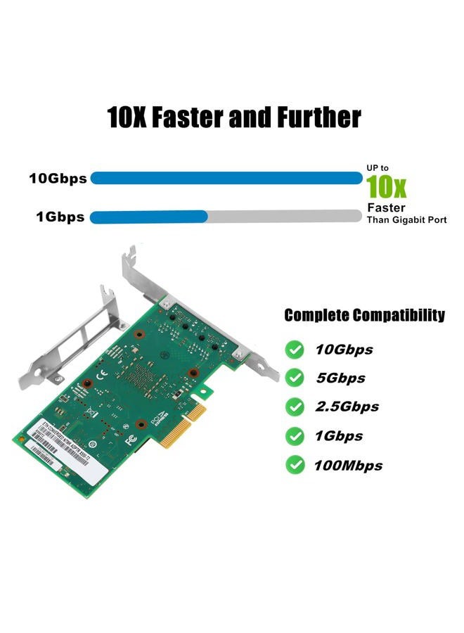 Vogzone 10Gb PCI-E NIC Network Card for Intel X550-T2,2.5GbE/5GbE/10GbE Copper Dual RJ45 Ports,with Intel ELX550AT2 Chip,10GbE PCI Express 3.0 X4 Ethernet Adapter Support Windows/Linux/VMware - Image 3