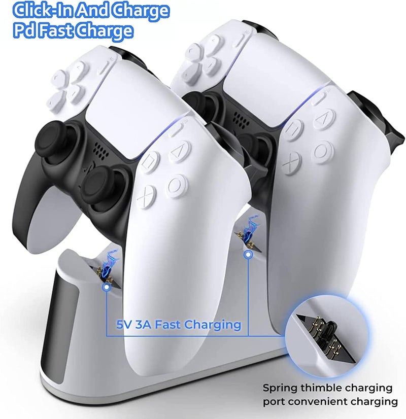 أنيوي محطة شحن لوحدة تحكم PS5 مع إضاءة RGB، مناسبة لأي نوع، منصة شحن سريعة لوحدة تحكم PlayStation 5، مؤشر LED، كابل USB-C، تصميم سهل الاستخدام، حماية ذكية وآمنة لوحدة تحكم PS5 - Image 2