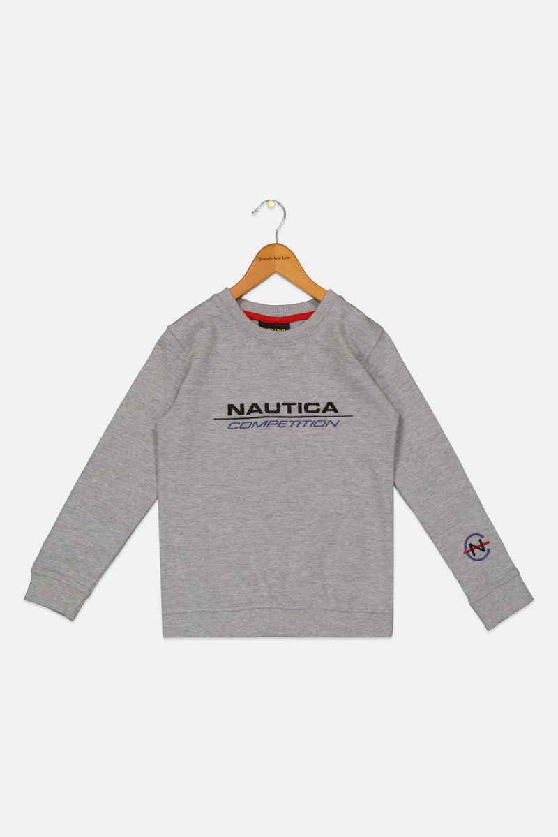 NAUTICA Kids Boy Sportswear Fit Embroidered Outdoor Sweatshirt, Grey - Image 1