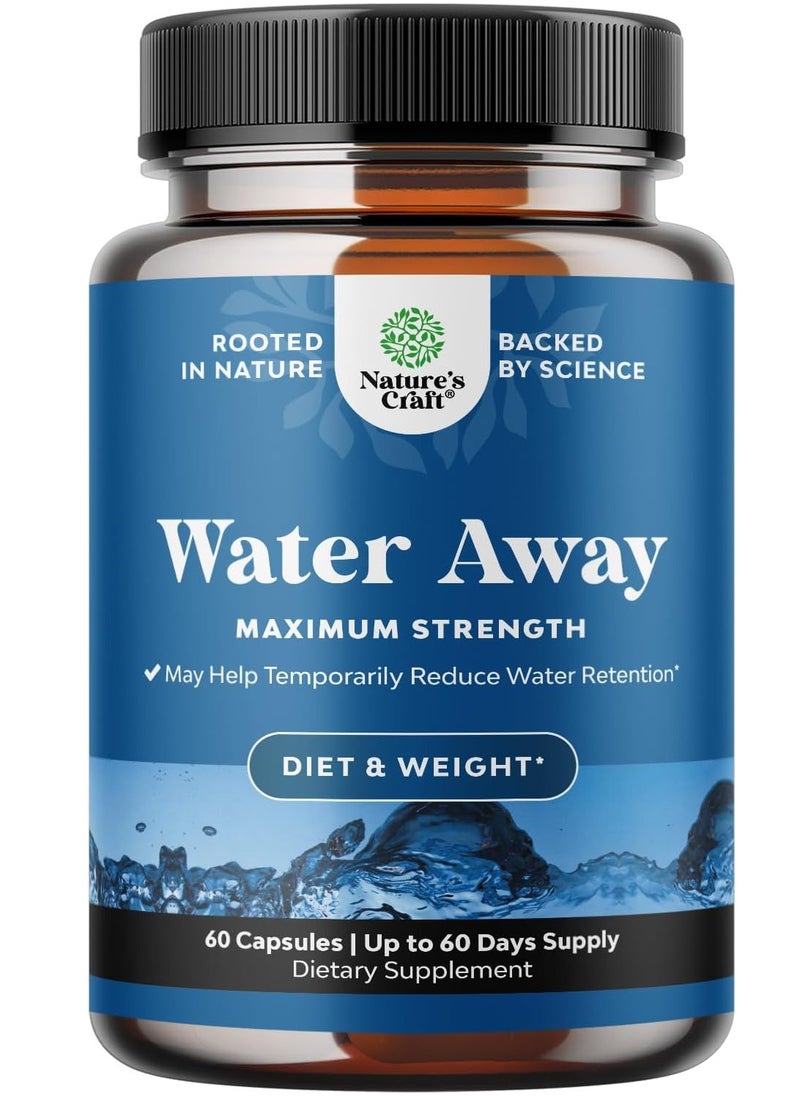 Nature's Craft - Water Away Pills Vitamin B6 Potassium & Dandelion Root Extract 60 Capsules 2 months supply - Image 1