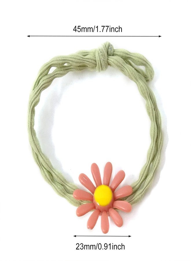 Honbay 30PCS Elastic Daisies Hair Ties Flower Hair Rope Rings Cute Ponytail Hair Holders Non-Slip Hair Bands for Thick and Curly Hair (5 Color) - Image 2