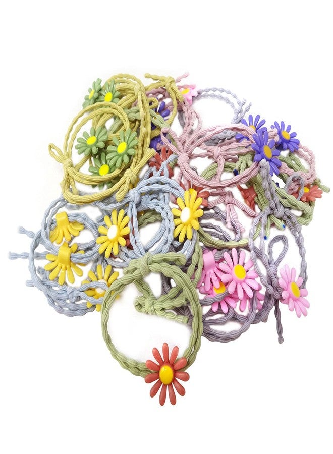 Honbay 30PCS Elastic Daisies Hair Ties Flower Hair Rope Rings Cute Ponytail Hair Holders Non-Slip Hair Bands for Thick and Curly Hair (5 Color) - Image 1
