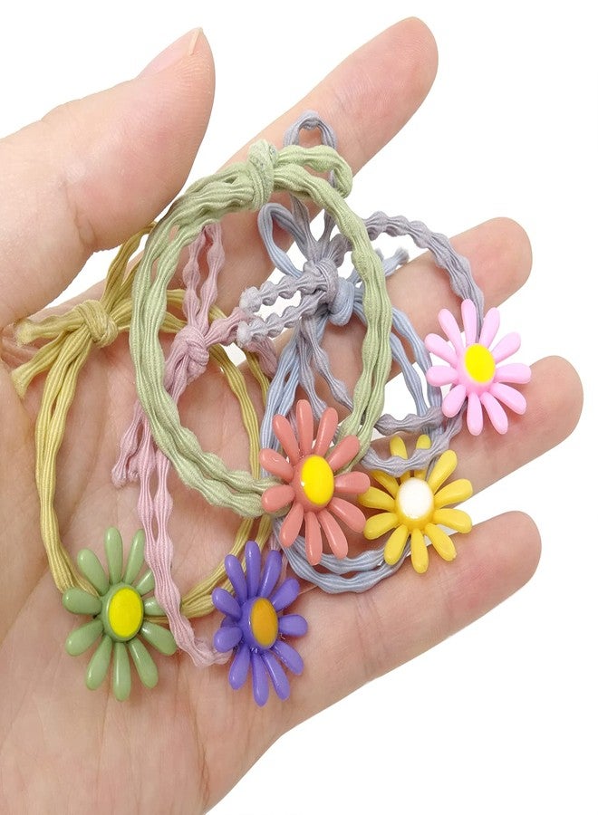Honbay 30PCS Elastic Daisies Hair Ties Flower Hair Rope Rings Cute Ponytail Hair Holders Non-Slip Hair Bands for Thick and Curly Hair (5 Color) - Image 5