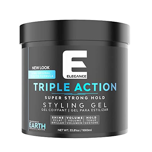 E Elegance Earth Fragrance Triple Action Hair Gel for Men And Women - Super Strong Hold, Extreme Volume, And Long Lasting Shine - Flake Free And Refreshing Fragrance - All Hair Types, 33.8 oz - Image 1