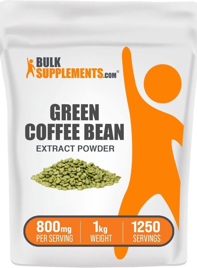 BulkSupplements .com Green Coffee Bean Extract Powder - Green Coffee Bean Supplements, Green Coffee Bean Powder - Energy Support, Gluten Free, 800mg per Serving, 1kg (2.2 lbs) (Pack of 1) - Image 1