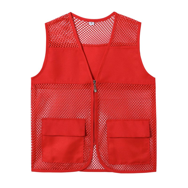 Volunteer Vest Work Clothes Printing Logo Mesh Mesh Mesh Volunteer Activity Advertising Vest Big red with pocket 