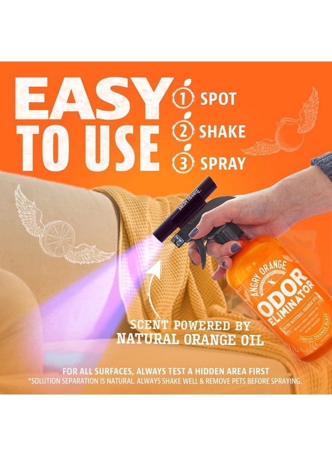Angry Orange - Pet Odor Eliminator For Strong  Citrus Deodorizer Dog Or Cat Pee Smells On Carpet, Furniture & Indoor Outdoor Floors Puppy Supplies (24 Fl Oz + Uv Flashlight) - Image 1