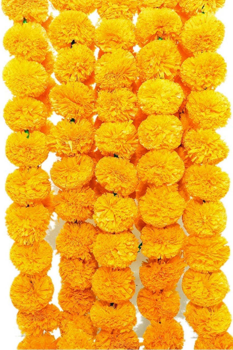 Klassic Artificial Marigold Flower for Decoration for Diwali Decoration Navratri, Pooja, Home Inauguration, Temple, Wedding (Yellow, Pack of 5) - Image 3