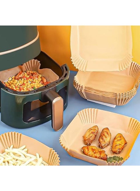 100 Piece Square Air Fryer Liners 20cm/200mm XXL (Large Size) Disposable Square Oven Paper Mold for 5-6L Air Fryer Silicone Waterproof Air Fryer Accessories