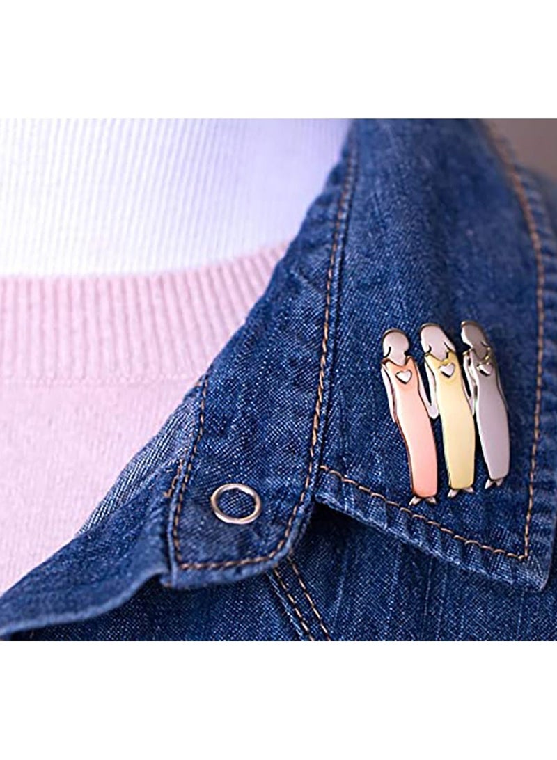 SYOSI دبوس الأخوات دبوس الأخوات اللطيف دبوس الصدر لأفضل الأصدقاء دبوس الصدر لحقيبة اليد والكنزة ثلاث أخوات - Image 3