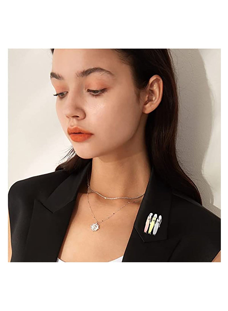 SYOSI دبوس الأخوات دبوس الأخوات اللطيف دبوس الصدر لأفضل الأصدقاء دبوس الصدر لحقيبة اليد والكنزة ثلاث أخوات - Image 2