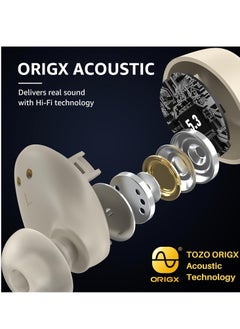 TOZO TOZO A1 Mini Wireless Earbuds Bluetooth 5.3 in Ear Light-Weight Headphones Built-in Microphone, IPX5 Waterproof, Immersive Premium Sound Long Distance Connection Headset with Charging Case, Khaki  - Image 5