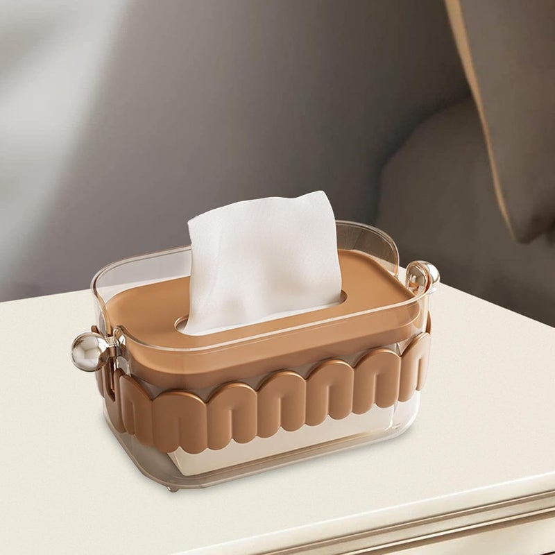 Jukkre Jukkre Paper Towel Box Home Living Room Coffee Table Restaurant Creative Light Luxury Kitchen Bedroom Desktop Style Paper Box for Office Reusable Clear Facial Tissue Box Holder (Brown)  - Image 1