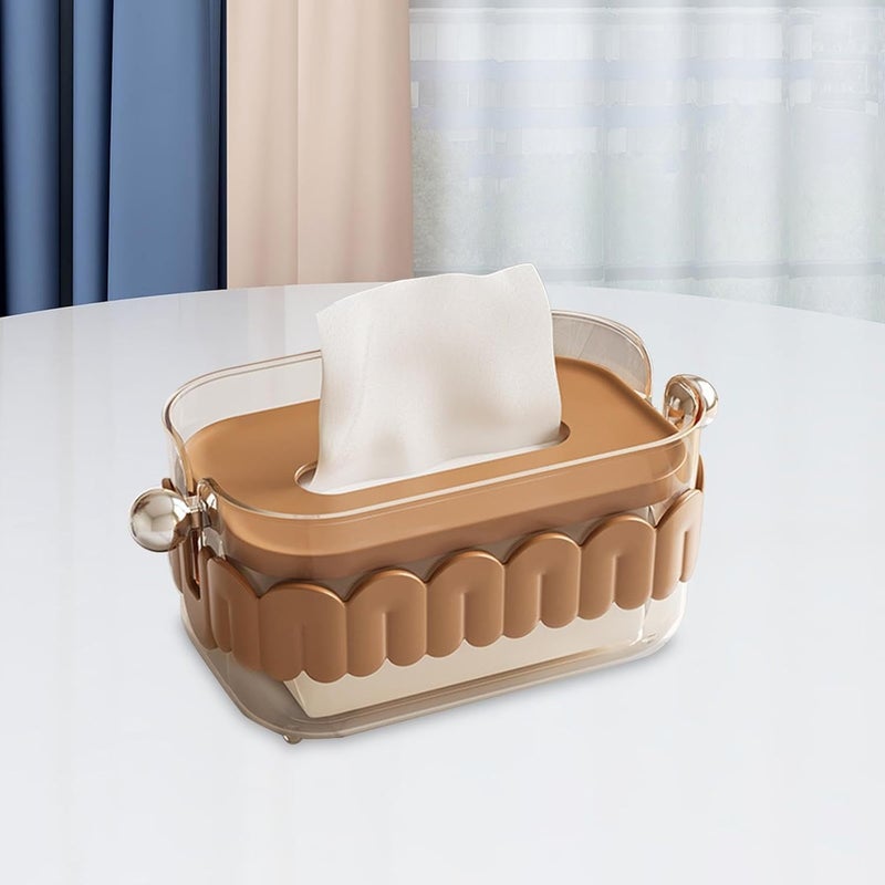 Jukkre Jukkre Paper Towel Box Home Living Room Coffee Table Restaurant Creative Light Luxury Kitchen Bedroom Desktop Style Paper Box for Office Reusable Clear Facial Tissue Box Holder (Brown)  - Image 5