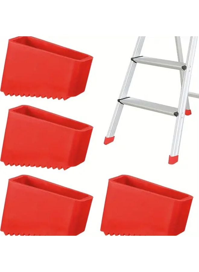 4pcs Heavy Duty Red Rubber Ladder Feet Protectors Non Slip Serrated Grip for Stability - Image 1