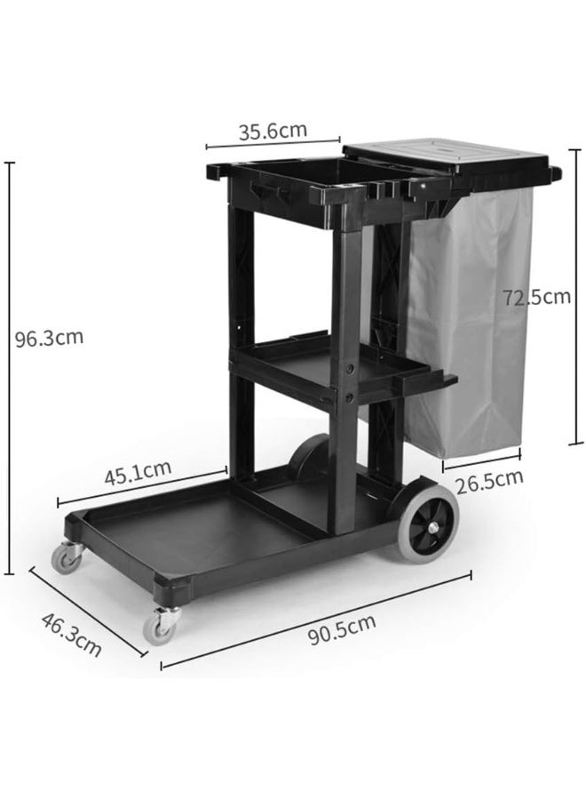 AKC عربات الخدمة التجارية لعربات التنظيف مع غطاء وعجلات - Image 2