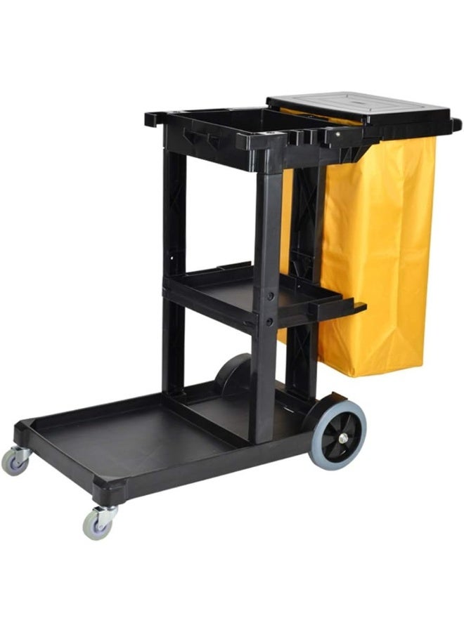 AKC عربات الخدمة التجارية لعربات التنظيف مع غطاء وعجلات - Image 1