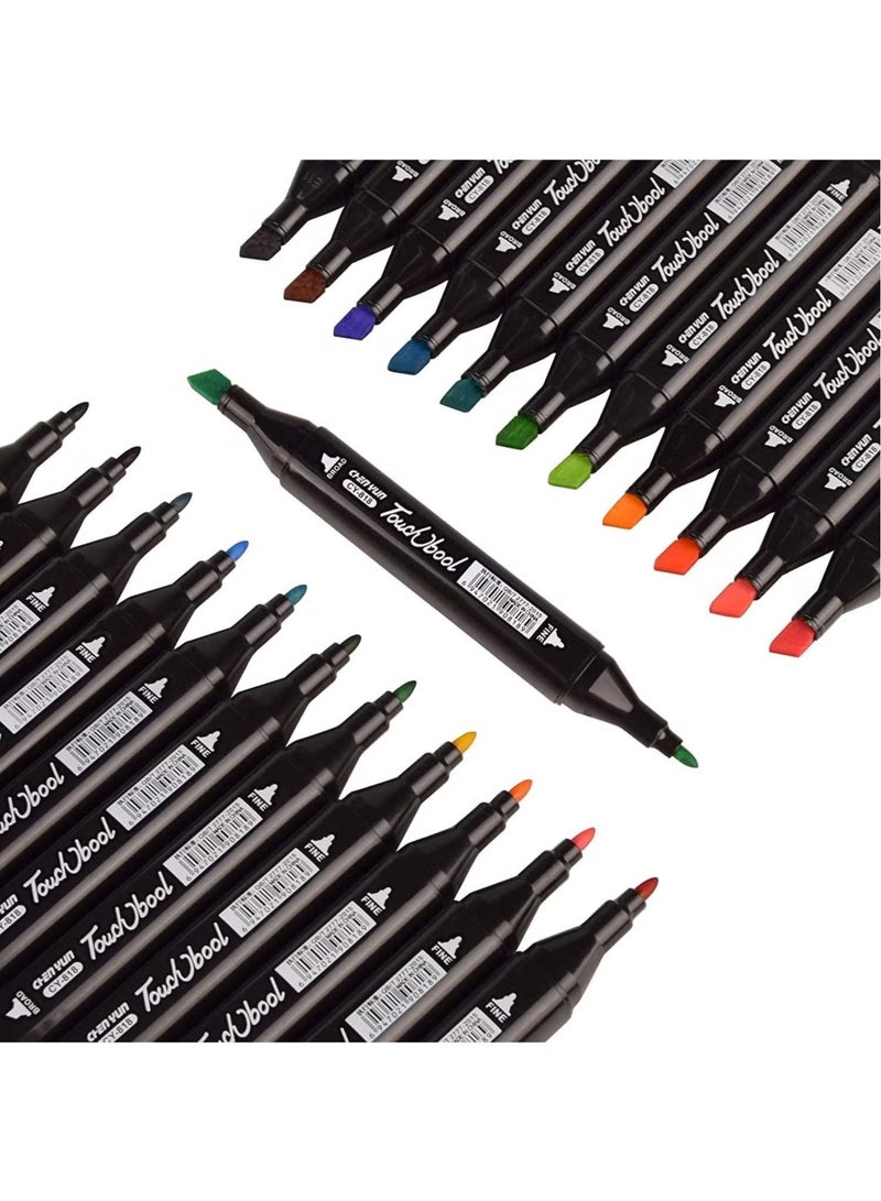 Touch 80 Pcs Permanent Multicolor Markers Set, Dual Tip Art Pens Set for Graphic Design, Drawing, Graffiti, Coloring, Highlighting, Underlining - Image 3