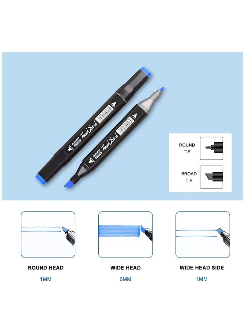 Touch 80 Pcs Permanent Multicolor Markers Set, Dual Tip Art Pens Set for Graphic Design, Drawing, Graffiti, Coloring, Highlighting, Underlining - Image 4
