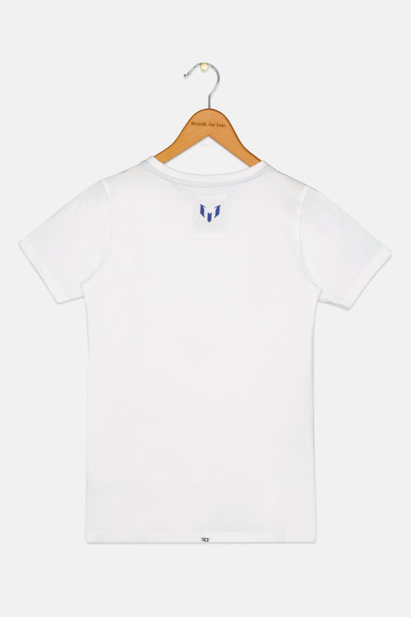 MESSI Kids Boy Vingino Short Sleeve Brand Logo T-Shirt, White - Image 3