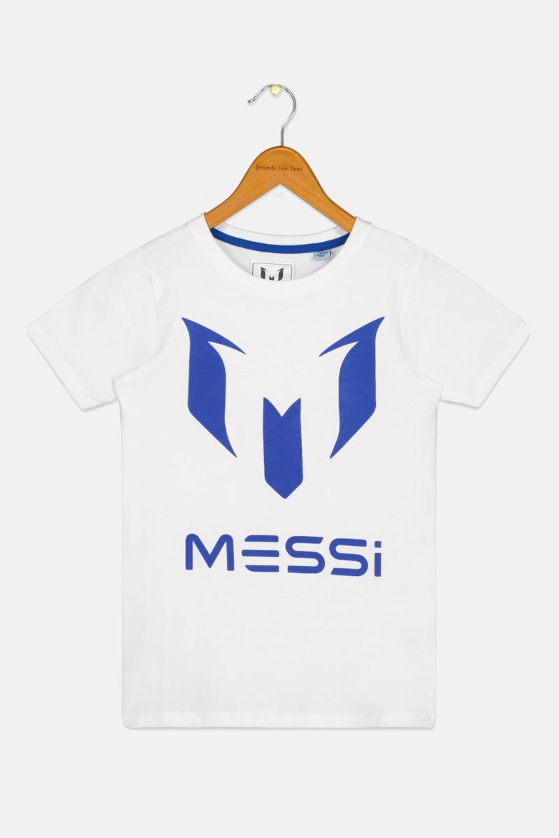 MESSI Kids Boy Vingino Short Sleeve Brand Logo T-Shirt, White - Image 2
