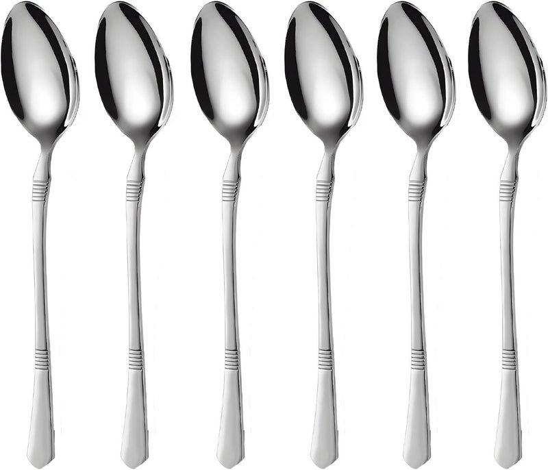 8.3 In/21 Cm Stainless Steel Serving Spoons, 6 Pcs Dessert Spoons with Vintage Handle, Silverware Cutlery for Coffee Tea Ice Cream Western Dinner - Image 1