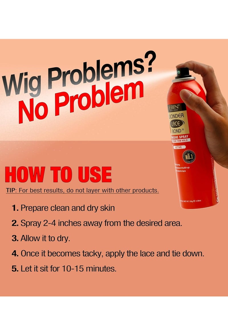 EBIN NEW YORK Wonder Lace Bond Adhesive Spray Active Extreme Firm Hold 80 ML  - Image 3