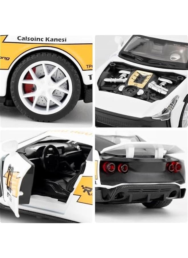 Generic - Compatible for 1:32 Nissan GTR50 Model Car, Diecast Collectible Pull Back Toy Car with Sound and Light for Adults Kids Boys Girls, Gift White - Image 1