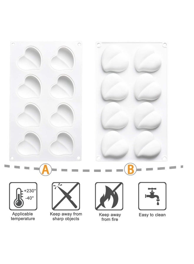 3D Silicone Baking Mold Set with Nonstick Molds Includes Tart Rings and Heart Shape for DIY Chocolate Pastry Truffle Pudding Jelly Cheesecake Mousse Cake 8-Cavity Set of Three - Image 2