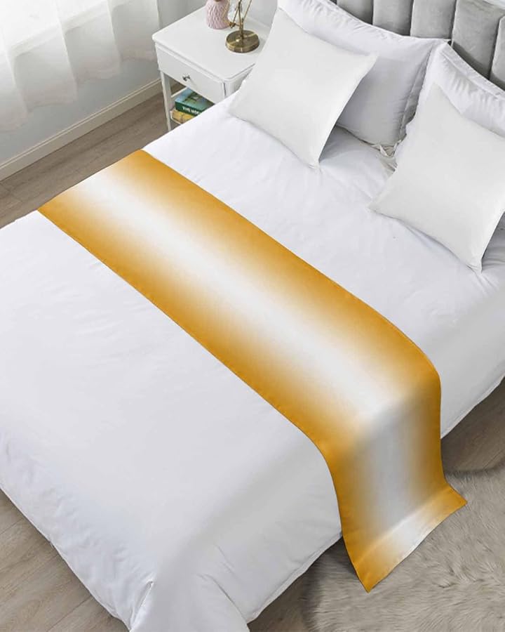 Orange Gradient Bed Runner For Cal King Size 102x20 Inches Modern Abstract Decorative Throw - Image 1