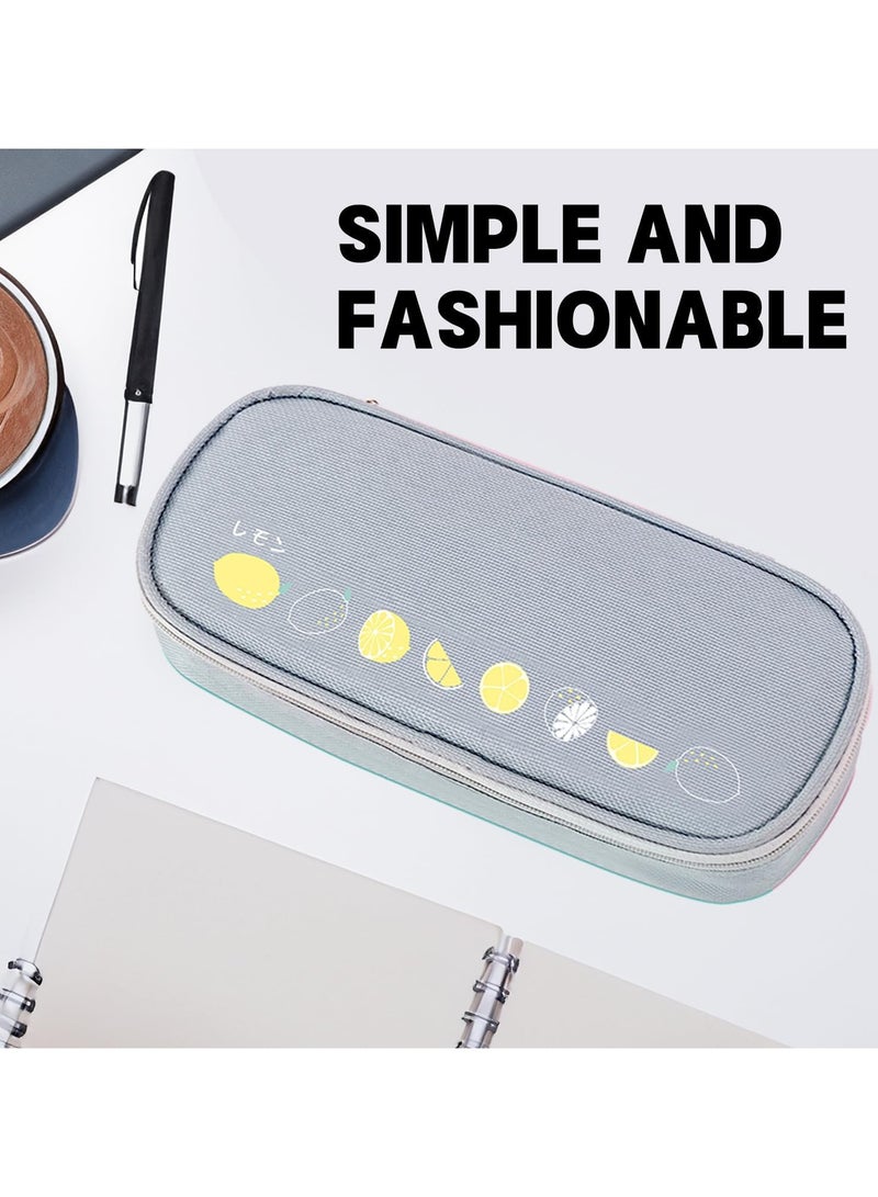 Loquat Large Capacity Pencil Case, Cosmetic Bag, Large Capacity, Storage Bag With Zipper, Suitable For School Office,grey - Image 3