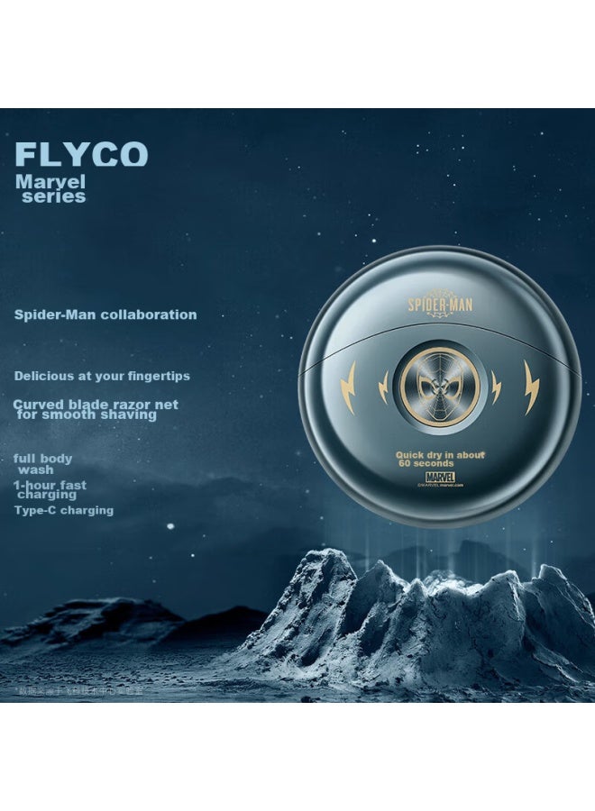 فلايكو Flyco Men's Electric Shaver Fs893, ماكينة حلاقة دوارة، محمولة، هدية عيد الميلاد ويوم الحب للصديق أو الزوج، إصدار تعاون مارفل سبايدرمان Ip - Image 1