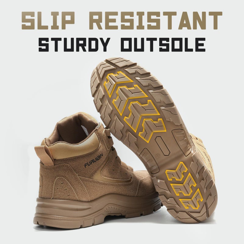 Furuian Steel Toe Boots for Men Women Comfortable Lightweight Work Boots for Men Slip Resistant High Top Steel Toe Safety Shoes Puncture Proof Indestructible Construction Boots - Image 4